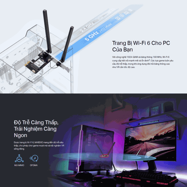 [AX3000] Card Wifi 6-Bluetooth PCIE Mercusys MA80XE Băng Thông AX3000 ...