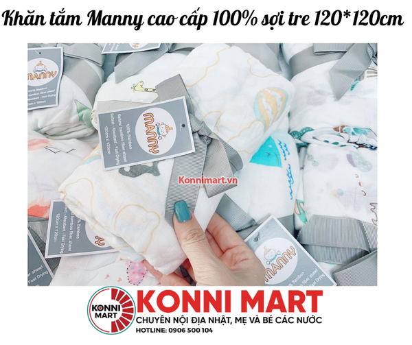 Khăn tắm Manny cao cấp 100% sợi tre 120*120cm