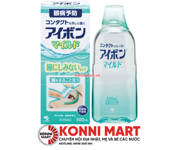 Nước rửa mắt Kobayashi Eyebon Mild không cay dành cho mắt yếu hộp 500mL