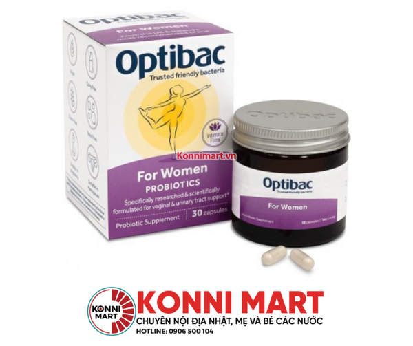 Men vi sinh OptiBac Anh cho phụ nữ trị viêm âm đạo và viêm tiết niệu, 30v,