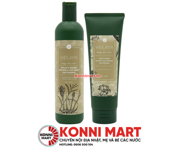 Bộ gội xả Weilaiya gừng hà thủ ô giúp dưỡng đen và kích thích mọc tóc