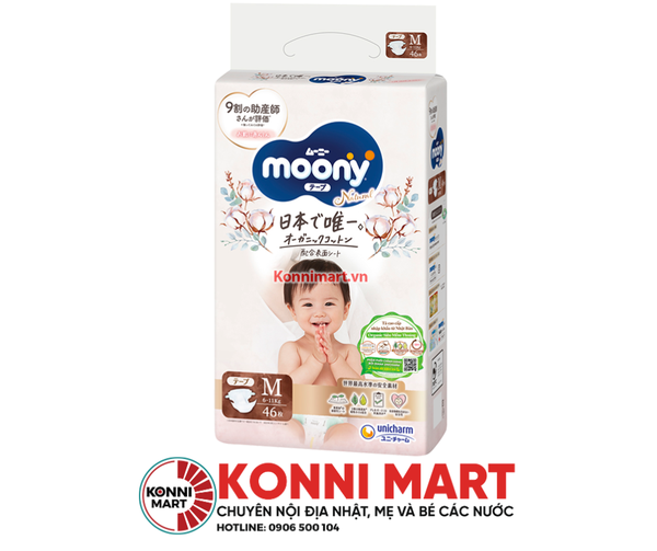 Tã dán Moony Natural size M 46 miếng (6 - 11kg)
