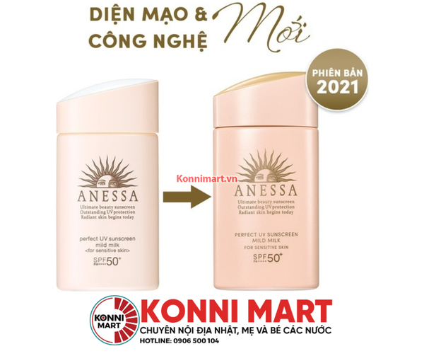 Sữa Chống Nắng Anessa Cho Da Nhạy Cảm & Trẻ Em 60ml Perfect UV Sunscreen Mild Milk (For Sensitive Skin) SPF50+/PA++++