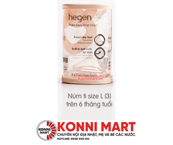 Núm ty bình Hegen size L cho bé trên 6 tháng tuổi