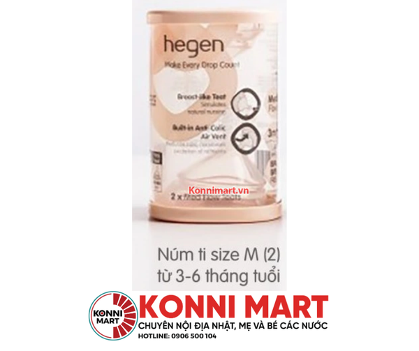 Núm ty bình Hegen size M cho bé 3-6 tháng