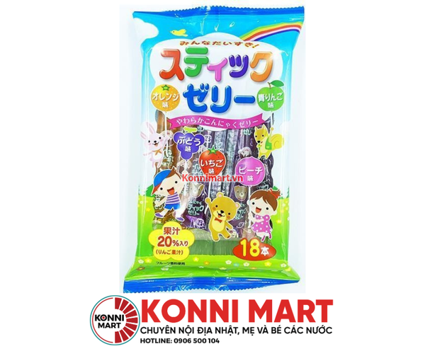 Thạch Rau Câu Ribon 5 Vị Trái Cây (18 Que)