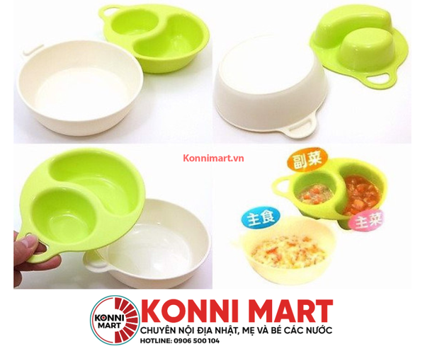 Đĩa ăn dặm chia ngăn INOMATA (xanh)