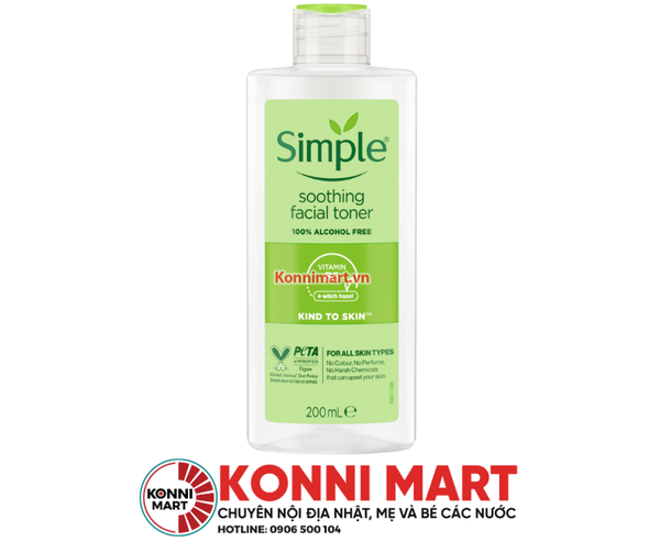 Nước Hoa Hồng Simple Làm Dịu Da & Cấp Ẩm 200ml