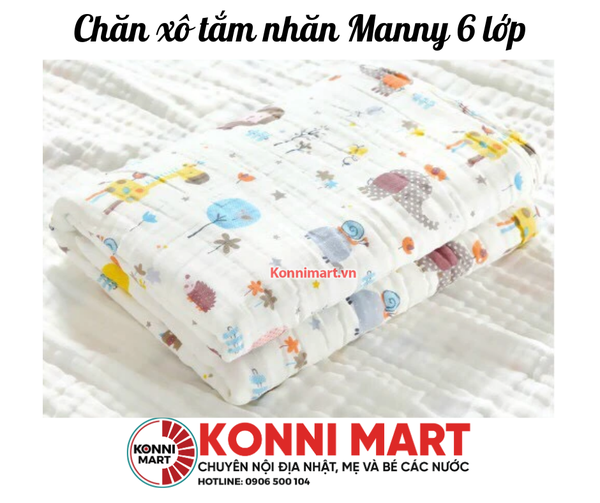 Chăn xô tắm nhăn Manny 6 lớp