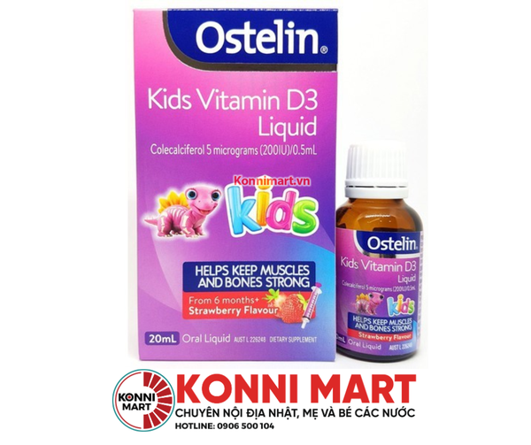 Ostelin Kids Vitamin D3 Liquid 20ml (từ 6 tháng-12 tuổi)
