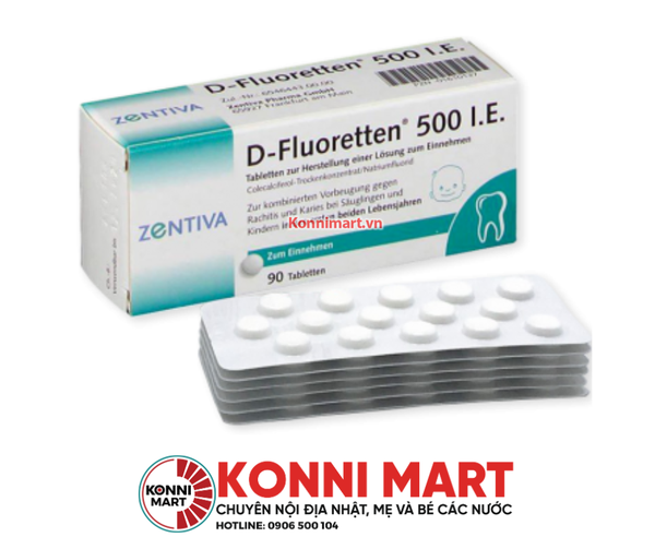 Vitamin D-Fluoretten 500 I.E 90 viên (từ 0-3 tuổi)