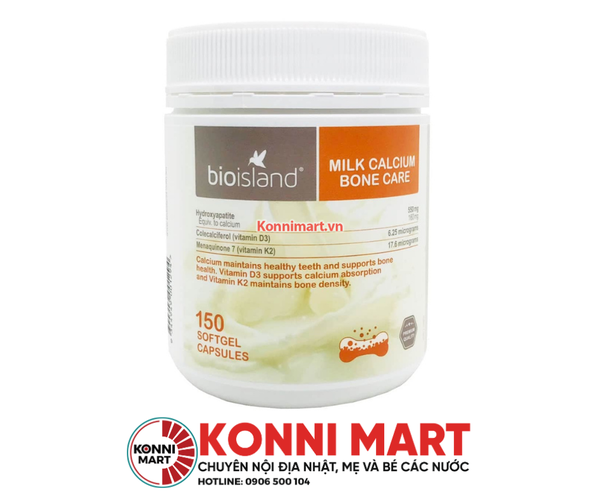 Canxi Sữa Bioisland Milk Calcium Bone Care  Úc 150 Viên (từ 12 tuổi)