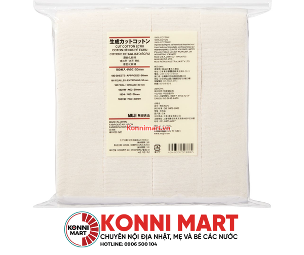 Bông tẩy trang hữu cơ Muji 180 miếng