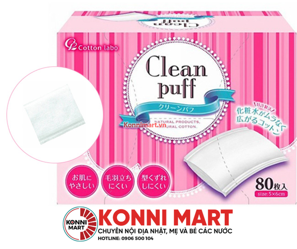 Bông tẩy trang Clean Puff hộp 80 tờ