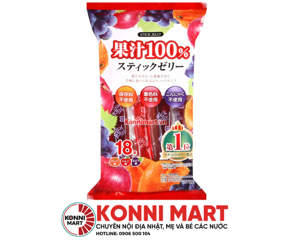 Thạch Rau Câu Ribon 3 Vị Trái Cây 15 Que (245g)