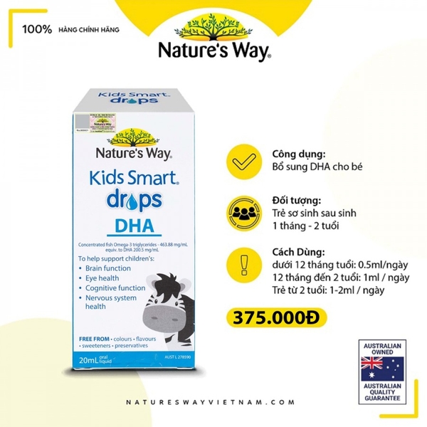 DHA nhỏ giọt Nature's Way Kids Smart Drops Hộp 20ml 2454807056803
