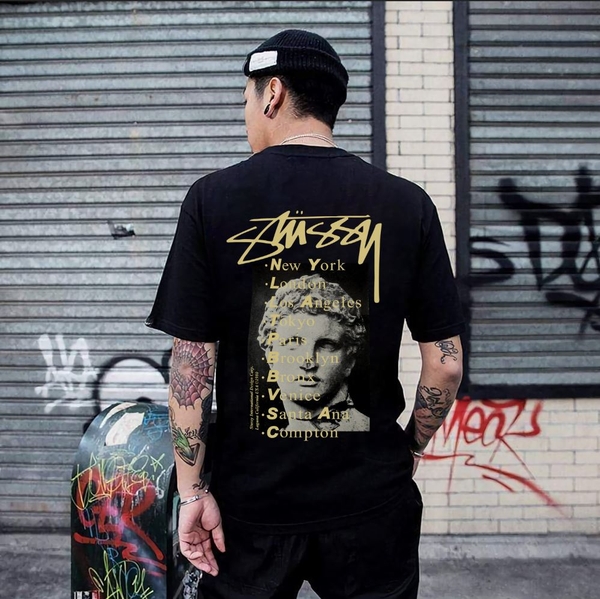 Áo thun Basic Stüssy Black Statue Pig Dyed Tee Streetwears SG STU16