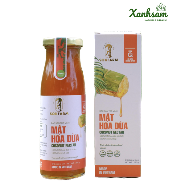 Mật hoa dừa cô đặc hữu cơ 250gr - SOKFARM - Trà Vinh