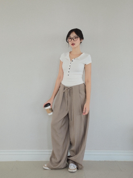 Seleen, Quần ống rộng lưng trễ ly vạt nổi dây buộc, WB0142