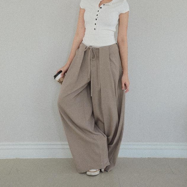 Seleen, Quần ống rộng lưng trễ ly vạt nổi dây buộc, WB0142