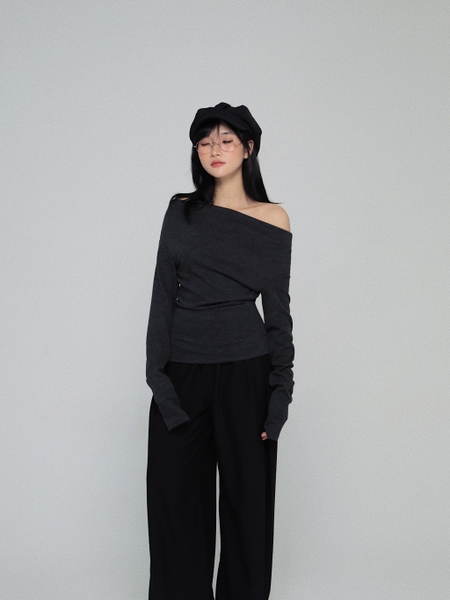 Seleen, Áo len mỏng co dãn tay dài vai ngang, WT0109