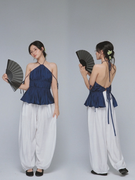 Seleen, Quần đũi tơ lưng chun buộc dây dáng tròn đuôi bo ống rộng, WB0118