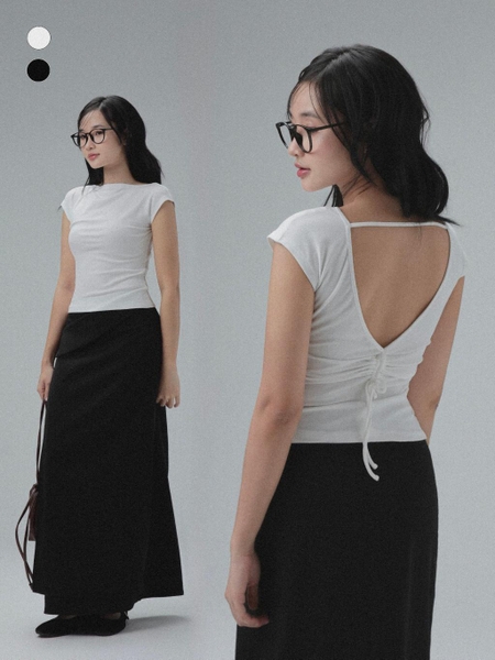 Seleen, Áo thun ôm body cổ ngang thiết kế hở lưng dây buộc, WT0170