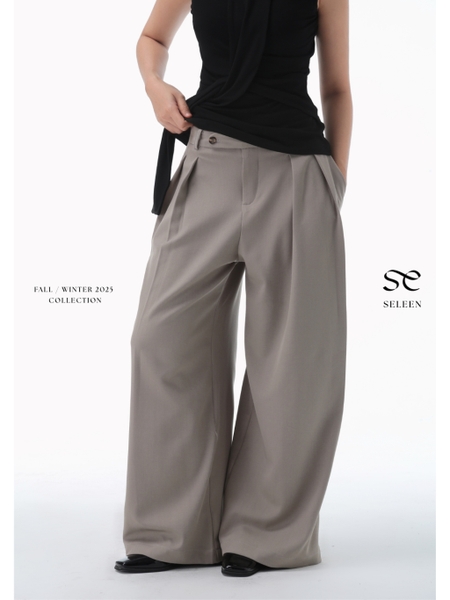 Seleen, Quần tây lưng cao ống rộng chi tiết chút cài ngang, WB0178