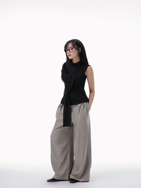 Seleen, Quần tây lưng cao ống rộng chi tiết chút cài ngang, WB0178