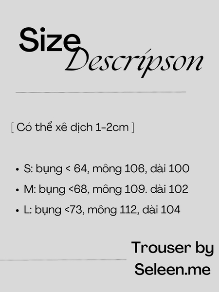 Seleen, Quần tây lưng cao ống rộng chi tiết chút cài ngang, WB0178
