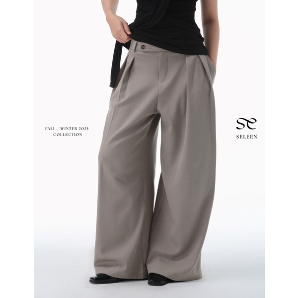 Seleen, Quần tây lưng cao ống rộng chi tiết chút cài ngang, WB0178