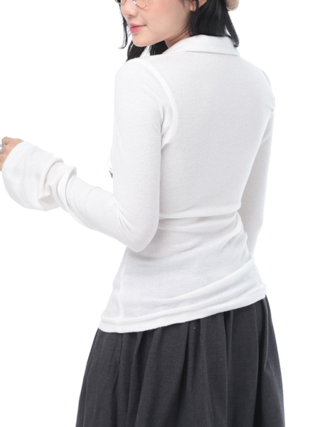 Seleen, Áo len dệt kim mỏng tay dài cổ sơ mi cài nút, WT0188