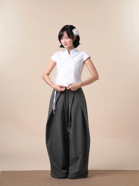 Seleen, Quần tây lưng cao ống rộng chi tiết ly gập vào, WB0202