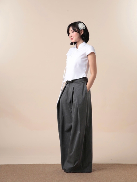 Seleen, Quần tây lưng cao ống rộng chi tiết ly gập vào, WB0202