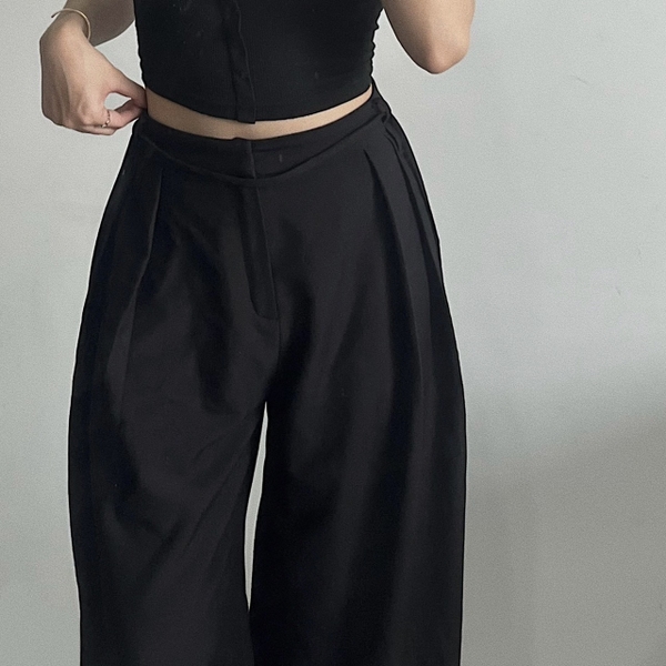 Seleen, Quần tây lưng cao ống rộng dày dặn không nhăn (kèm dây đai quần dài 2m), WB0010