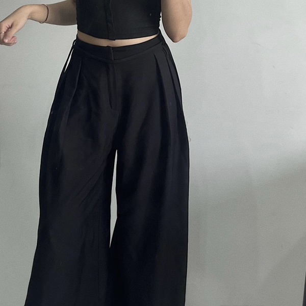 Seleen, Quần tây lưng cao ống rộng dày dặn không nhăn (kèm dây đai quần dài 2m), WB0010