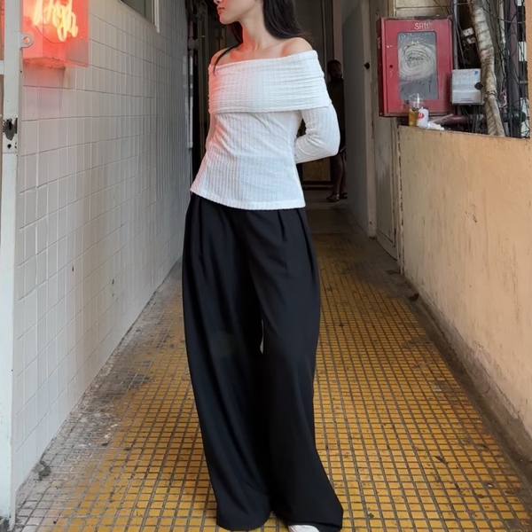 Seleen, Quần tây lưng cao ống rộng dày dặn không nhăn (kèm dây đai quần dài 2m), WB0010