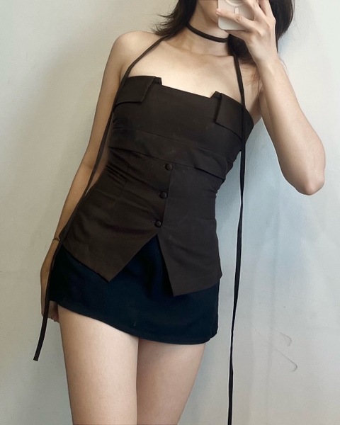 Seleen, Áo quây nâu dây kéo sau lưng (kèm dây 1m5) - Không kèm váy WT0011