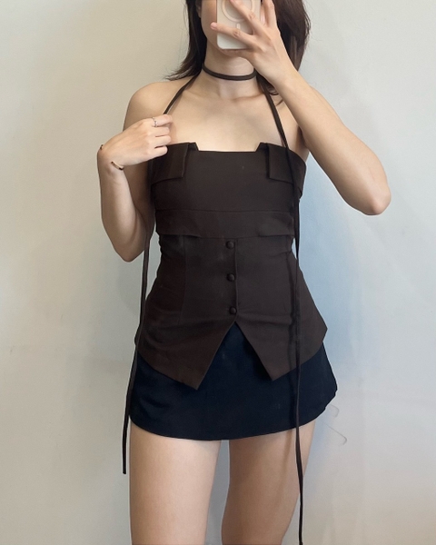 Seleen, Áo quây nâu dây kéo sau lưng (kèm dây 1m5) - Không kèm váy WT0011