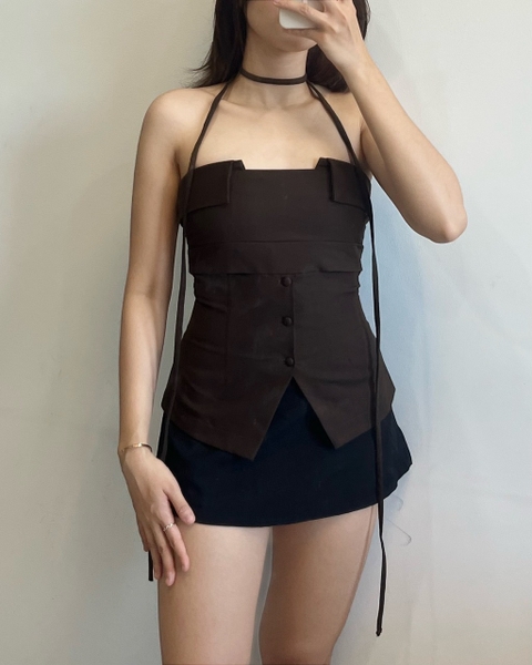 Seleen, Áo quây nâu dây kéo sau lưng (kèm dây 1m5) - Không kèm váy WT0011