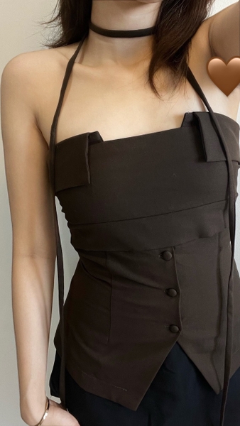 Seleen, Áo quây nâu dây kéo sau lưng (kèm dây 1m5) - Không kèm váy WT0011