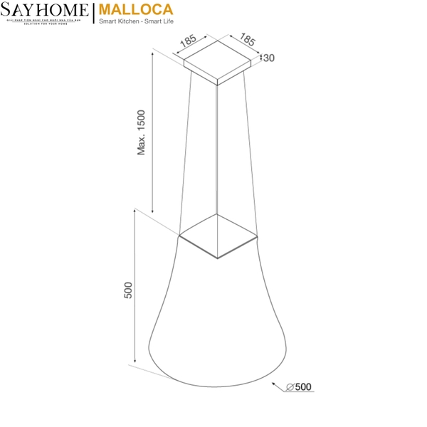 Máy hút mùi treo độc lập Malloca ADEL P-3810 tại thành phố Hồ Chí Minh