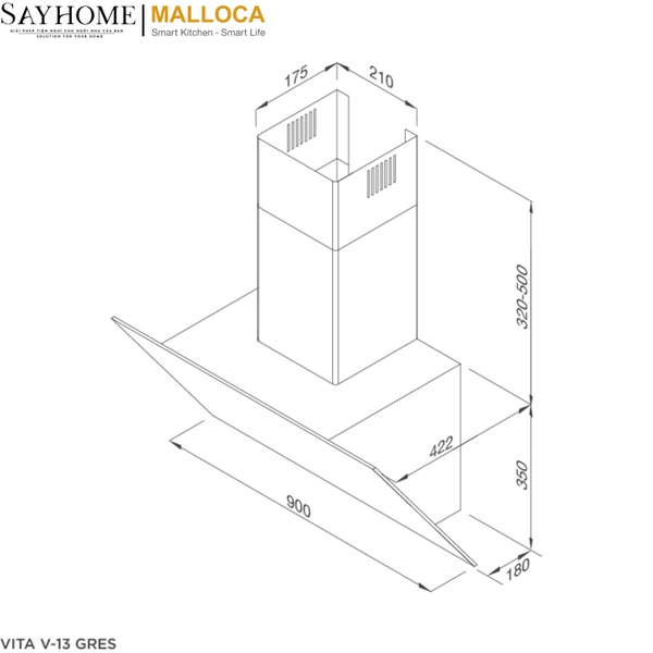 Máy hút mùi dạng TV VITA Malloca V-13 GRES tại thành phố Hồ Chí Minh