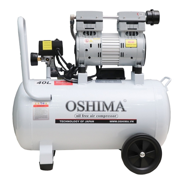 Máy nén khí Oshima 40L 3.0HP Trắng sữa Điện 1 pha (không dầu, chậm, dây đồng)