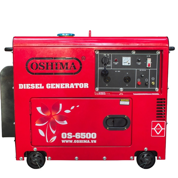 Tổ máy phát điện Oshima OS 6500 5KW Đỏ 4 thì (chạy dầu)