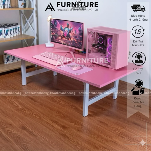 Bàn Học Ngồi Bệt Kiểu Nhật Màu Hồng 120x60 cao 35cm- Bàn Gập Gọn Tiện Lợi | Nội Thất Anh Hoàng