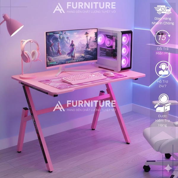 Bàn Làm Việc Gaming Size Lớn 120x60cm Chữ Y Chân Sắt Sơn Tĩnh Điện - Chuẩn Bị Hàng Trong 24h | ZG02 | Nội Thất Anh Hoàng