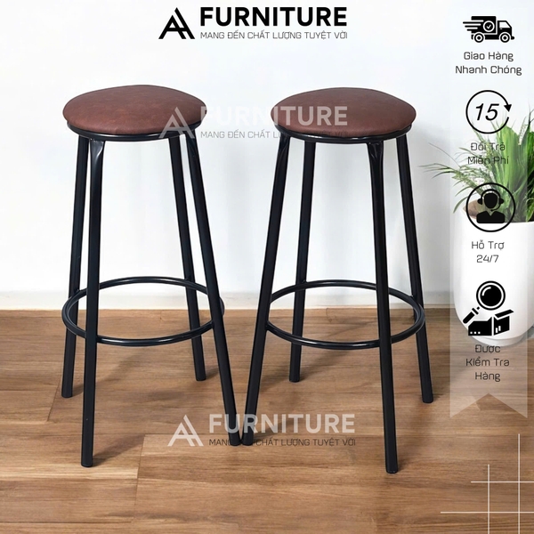 Ghế Quầy Bar Không Tựa Cao 60 Hoặc 75cm Tùy Chọn – Ghế Bar Dùng Cho Quán Cafe, Chụp Ảnh Studio, Nấu Ăn | Nội Thất Anh Hoàng