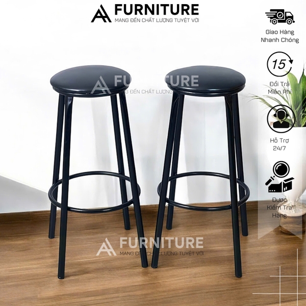 Ghế Quầy Bar Không Tựa Cao 60 Hoặc 75cm Tùy Chọn – Ghế Bar Dùng Cho Quán Cafe, Chụp Ảnh Studio, Nấu Ăn | Nội Thất Anh Hoàng