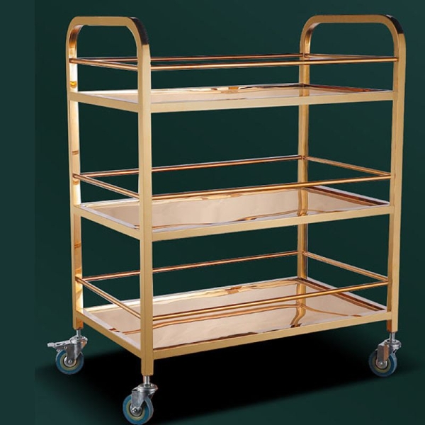 Xe Phục Vụ Bàn Ăn Inox Mạ Vàng